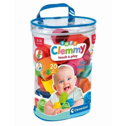 Clementoni - Clemmy Baby - Zakje met 20 zachte blokjes - Gemengd - Vanaf 9 maanden - Zachte kubus...
