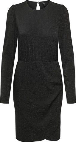 Onlrich l/s glitter dress JRS - Jurk - Lange mouwen - O-hals - Zwart/zwart metallic - M