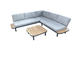 Eurofleur aanbieding - Moa cornerset antraciet/acacia incl. royal stone grey kussens