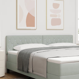 vidaXL - Hoofdbord - met - Kristallen - Knopen - Ge - tufted - Lichtgrijs - 180 - cm - Fluweel