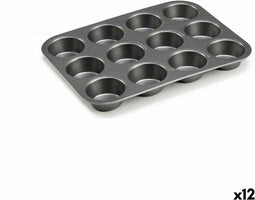 Bakvorm Donker grijs Metaal Koolstofstaal 20 x 2 x 26 cm (12 Stuks)