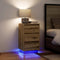 vidaXL - Nachtkastje - met - LED-verlichting - 38x34x65 - cm - artisanaal - eiken