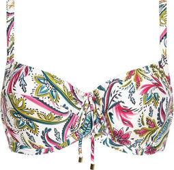 Cyell Wajang Floral - Bikinitop Niet Voorgevormd Met Beugel - Maat 40D - Wit/Paars/Groen