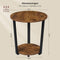 Woltu Ronde Salontafel met 2 Planken - Metaal en Hout - Rustiek Bruin - 50 x 53 x 50 cm