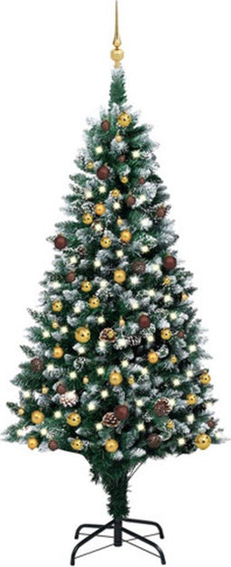 vidaXL - Kunstkerstboom - met - verlichting - kerstballen - dennenappels - 210 - cm