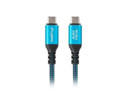 Lanberg CA-CMCM-44CU-0005-BK - USB-kabel USB4 Gen 2x2 0,5 m - USB C - Zwart Blauw