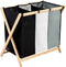 Happy Goods Wasmand 3 Vakken - Wassorteerder - Opvouwbaar - 120 L - Bamboe - Zwart