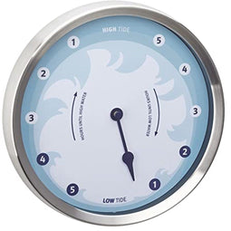 TFA Dostmann Analoge Getijdenklok, 60.3029.06, Tijdsbestek tussen eb en vloed, Getijdenklok, met roestvrijstalen frame, maritiem design in blauwtinten, blauw, 22 cm