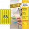 Avery 38 - Laseretiket - 65 etiketten per vel - Geel (20 vel)