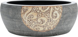 vidaXL - Opzetwasbak - rond - Φ41x14 - cm - keramiek - zwart - en - bruin