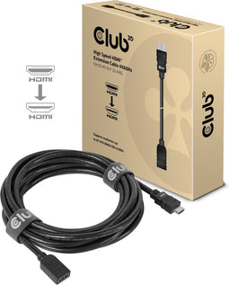 CLUB3D - High Speed HDMI™ Extension Cable - 4K60Hz M/F 5m 26 AWG - Zwart