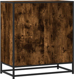 vidaXL - Dressoir - 68x35x76 - cm - bewerkt - hout - en - metaal - gerookt - eiken