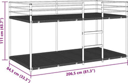vidaXL - Stapelbed - zonder - matras - 80x200 - cm - staal - zwart