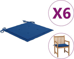 vidaXL - Tuinstoelkussens - 6 - st - 50x50x3 - cm - oxford - stof - koningsblauw