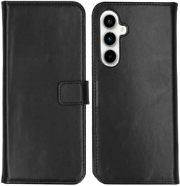 Selencia Samsung Galaxy A55 - Echt Lederen Bookcase - 3 Pashouders - Zwart