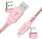 imoshion - Lightning naar USB A Kabel - 2 meter - Gevlochten textiel - Roze