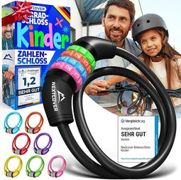 NEXTCOVER® Kinderfietsslot - 4-cijferige code - Combinatieslot - Kleurrijk