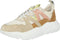 PS Poelman Year - Dames Leren Chunky Runner Sneaker - Mesh en Suéde - Beige Cognac Peach - Maat 38
