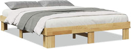 vidaXL - Bedframe - zonder - matras - 160x200 - cm - massief - hout - eiken