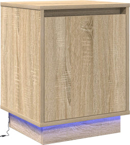 vidaXL - Nachtkastje - met - LED-verlichting - in - Sonoma - Eiken - 39x34,5x50 - cm