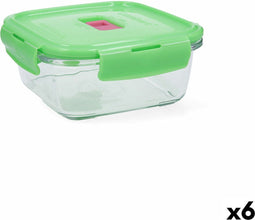 Hermetische Lunchtrommel Luminarc Pure Box Holy Groen Glas Vierkant 760 ml (6 Stuks)