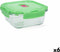 Hermetische Lunchtrommel Luminarc Pure Box Holy Groen Glas Vierkant 760 ml (6 Stuks)