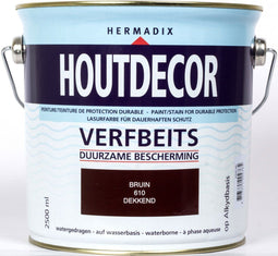 Hermadix Houtdecor Verfbeits dekkend - 2,5 liter - 610 Bruin