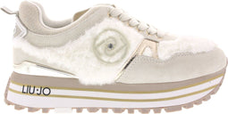 Liu Jo Maxi Wonder 48 - Lage sneakers - Off white suède met fluffy textiel - Beige