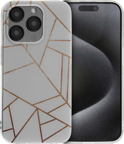 imoshion Hoesje Geschikt voor iPhone 15 Pro Hoesje Siliconen - imoshion Design hoesje - Meerkleurig / White Graphic