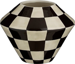 Mica Decorations Stratt - Bloempot - H21 x Ø27 cm - Handgemaakt keramiek - Zwart-wit
