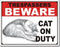 Metalen Retro Bord Cat On Duty - Vintage Geïnspireerd Design