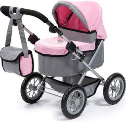 Bayer Design - Poppenwagen Trendy - Verstelbare duwstang - Grijs Roze