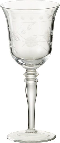 J-Line glas rode wijn Gegraveerd - verre - transparant - 4 stuks