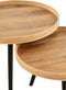 J-Line koffietafel Rond - hout - naturel - 3 stuks