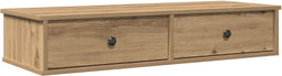 vidaXL - Wandschap - met - lades - 100x37,5x19cm - bewerkt - hout - artisanaal - eiken