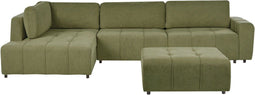 INNVIK - Hoekbank 4-zits ottomaan - Groen - Rechtszijdig - Polyester
