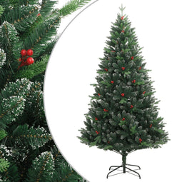 vidaXL - Kunstkerstboom - met - scharnieren - en - rode - bessen - 120 - cm