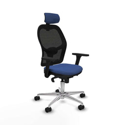 Piqueras y Crespo 3D086N2 - Bureaustoel met hoofdsteun - Verstelbare hoogte ademend - Marineblauw