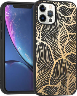 iMoshion Hoesje Geschikt voor iPhone 12 Pro / 12 Hoesje Siliconen - iMoshion Design hoesje - Goud / Zwart / Golden Leaves