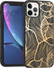 iMoshion Hoesje Geschikt voor iPhone 12 Pro / 12 Hoesje Siliconen - iMoshion Design hoesje - Goud / Zwart / Golden Leaves