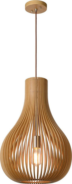 Lucide BODO - Hanglamp - Ø 38 cm - 1xE27 - Dimbaar - Licht hout