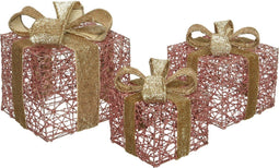 Geschenk ijzer velours roze 3st kerst