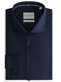 Boston Brothers BBO35S110 - Non Iron Overhemd - Slim Fit - Navy - Maat 42