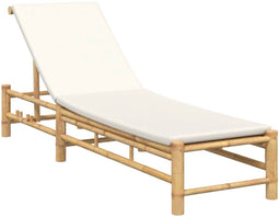 vidaXL - Ligstoel - met - kussens - 55x199x30 - cm - bamboe