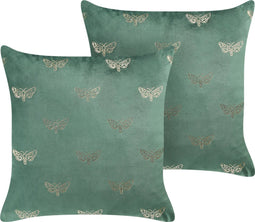YUZURI - Sierkussen set van 2 - Donkergroen - 45 x 45 cm - Fluweel