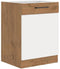 ROCK - Onderkast - Lancelot eiken en glanzend witte melamine - 60 cm - 1 draaideur