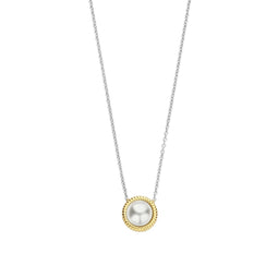 TI SENTO Dames Ketting - 925 zilver - Parel met geel verguld - Maat 42 - 34031YP
