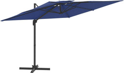 vidaXL - Zweefparasol - met - dubbel - dak - 300x300 - cm - azuurblauw
