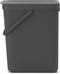 Brabantia Sort & Go - Prullenbak - 25 liter - Inclusief proefverpakking afvalzakken - Dark Grey