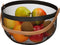 Fruitschaal/fruitmand met handvat rond zwart metaal 29 cm - Fruitschalen/fruitmanden - Draadmand van metaal